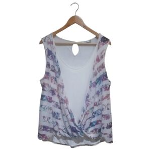 Ricki's Women's Overlay Sleeveless Top White Pink Size XL